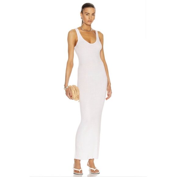 Enza Costa Silk Rib Ankle Length Tank Dress White - Picture 1 of 4